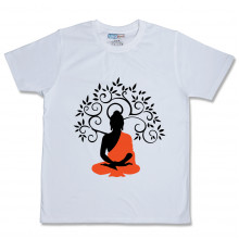 Men Round Neck White T-Shirt- Buddha